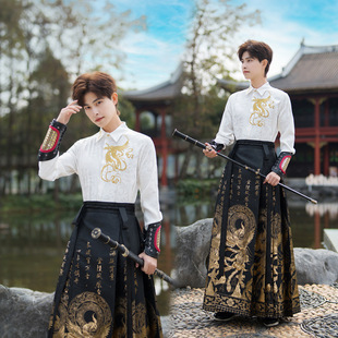 Jinyu Longfeng Chinese-style Embroidered Shirt Men's Wear Weaved Gold Horse-faced Skirt Original Hanfu Martial Arts Female Graduation suit