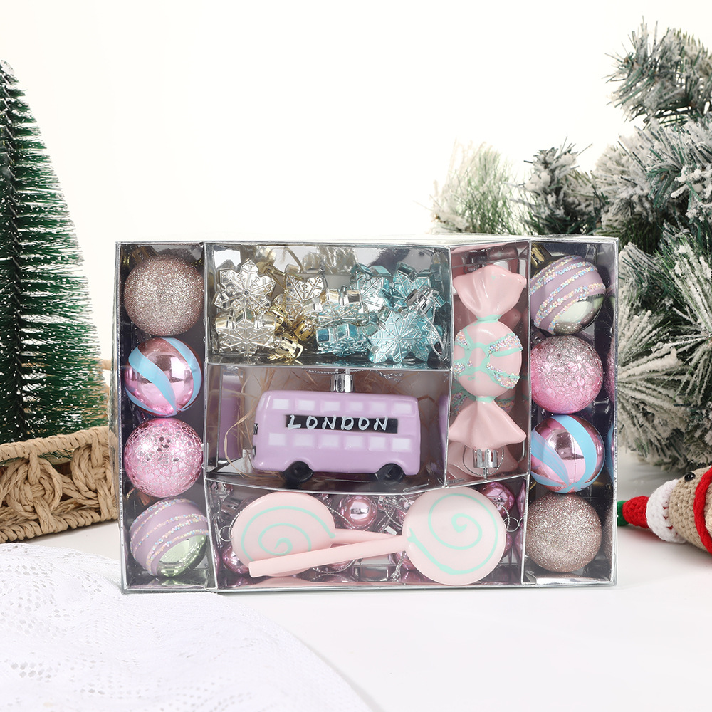 Decoración del hogar de Navidad caramelo macaron coche caja de bola de Navidad decoración de árbol de Navidad colgante de bola de forma diferente