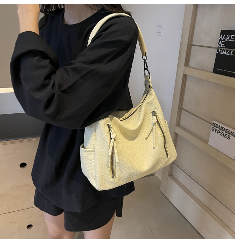 Pu Leather Material Women's Pu Leather Solid Color Vintage Style Classic Style Square Zipper Crossbody Bag