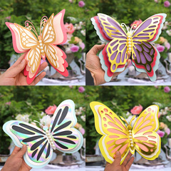 Cross-border 3D three-dimensional hollow butterfly wall sticker four-layer pearlescent paper butterfly wedding holiday decoration butterfly sticker