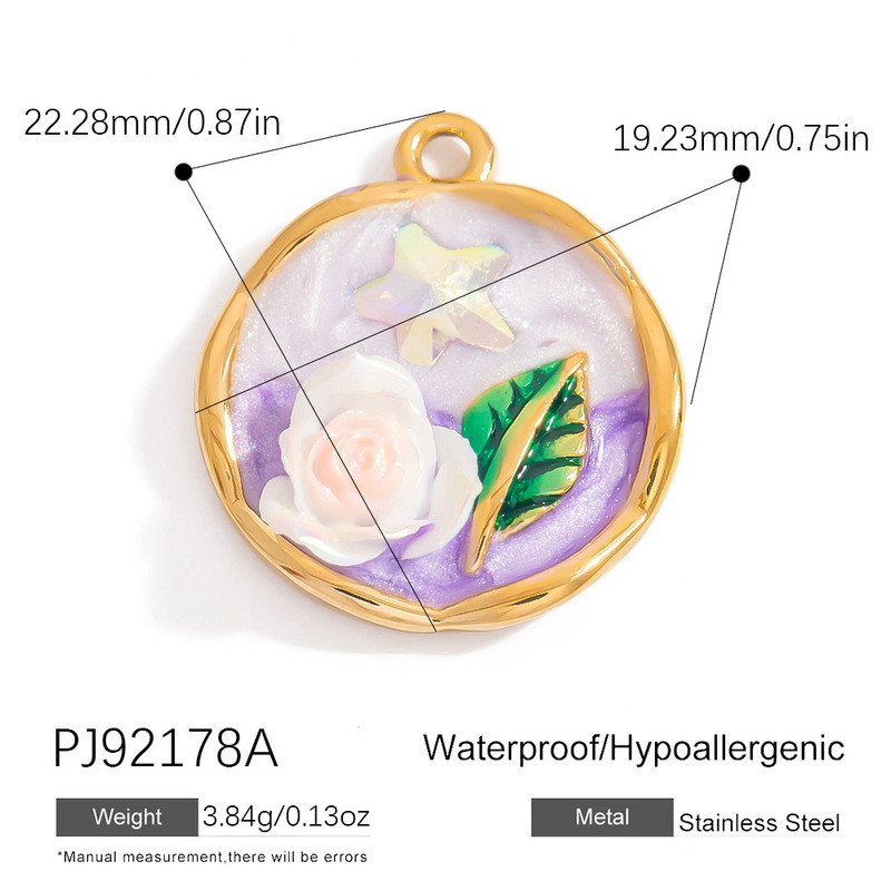 跨境不锈钢饰品配件小清新手工DIY花朵滴油海洋系列珍珠挂件|undefined