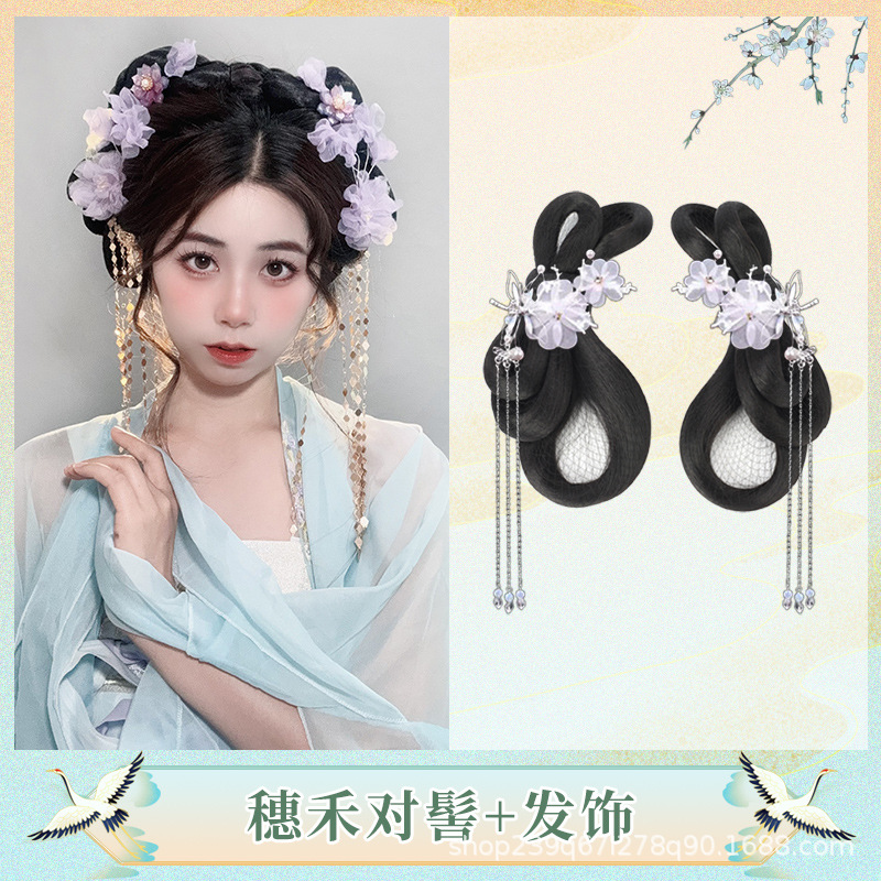 한 쌍의 실버 잠자리 머리 액세서리