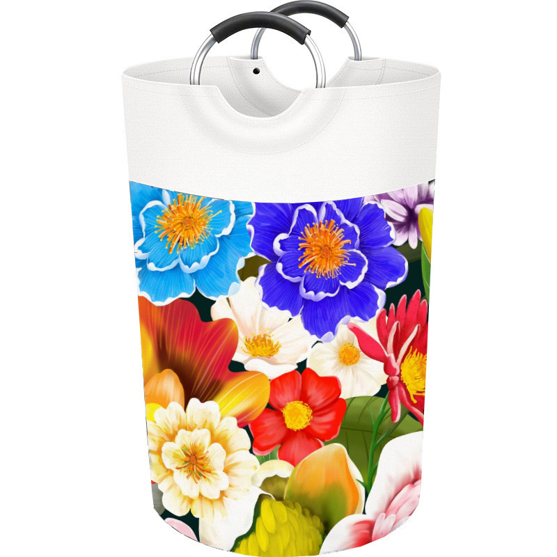 Barril de almacenamiento de impresión de tela de gran capacidad transfronterizo, artículos diversos, cestas de ropa sucia, cestas de lavandería plegables para el hogar se pueden personalizar