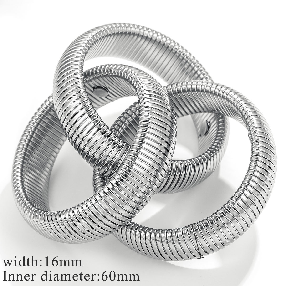 Anillo de moda europea y americana de acero titanio exagerado pulsera elástica de hueso de serpiente multi-anillo temperamento personalidad pulsera impermeable de serpiente