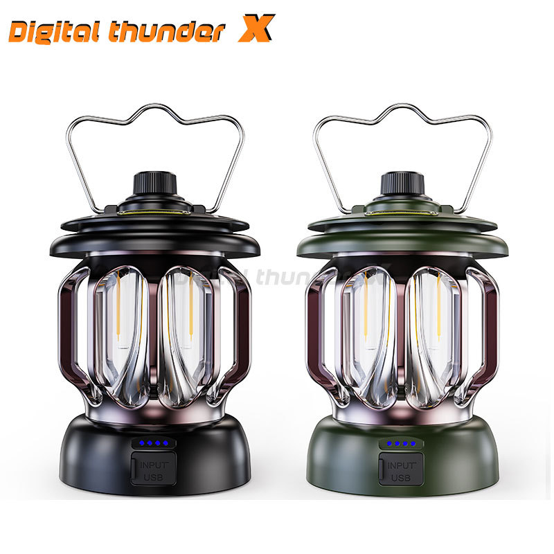 Luz que acampa al aire libre transfronteriza LED linterna Retro Luz de la tienda portátil USB recargable luz que acampa
