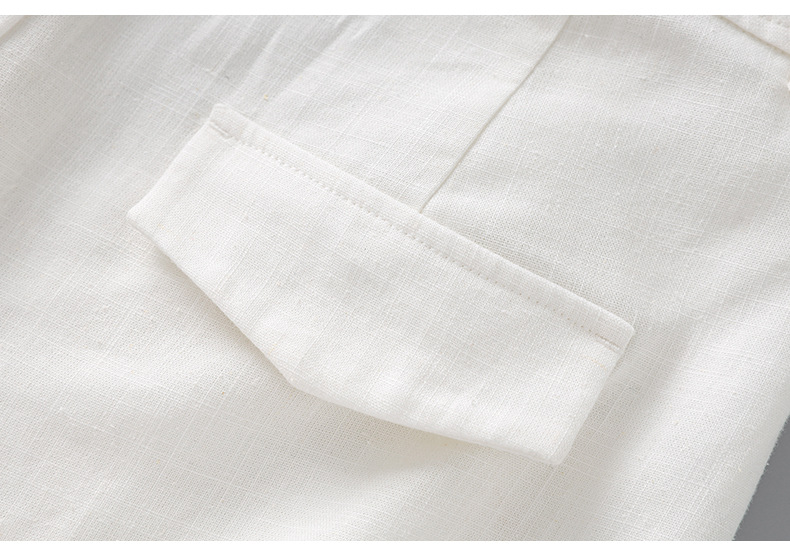 Quần âu ống rộng phong cách tiền cũ vải Tencel linen trắng mùa hè — Màu trắng chi tiết 20