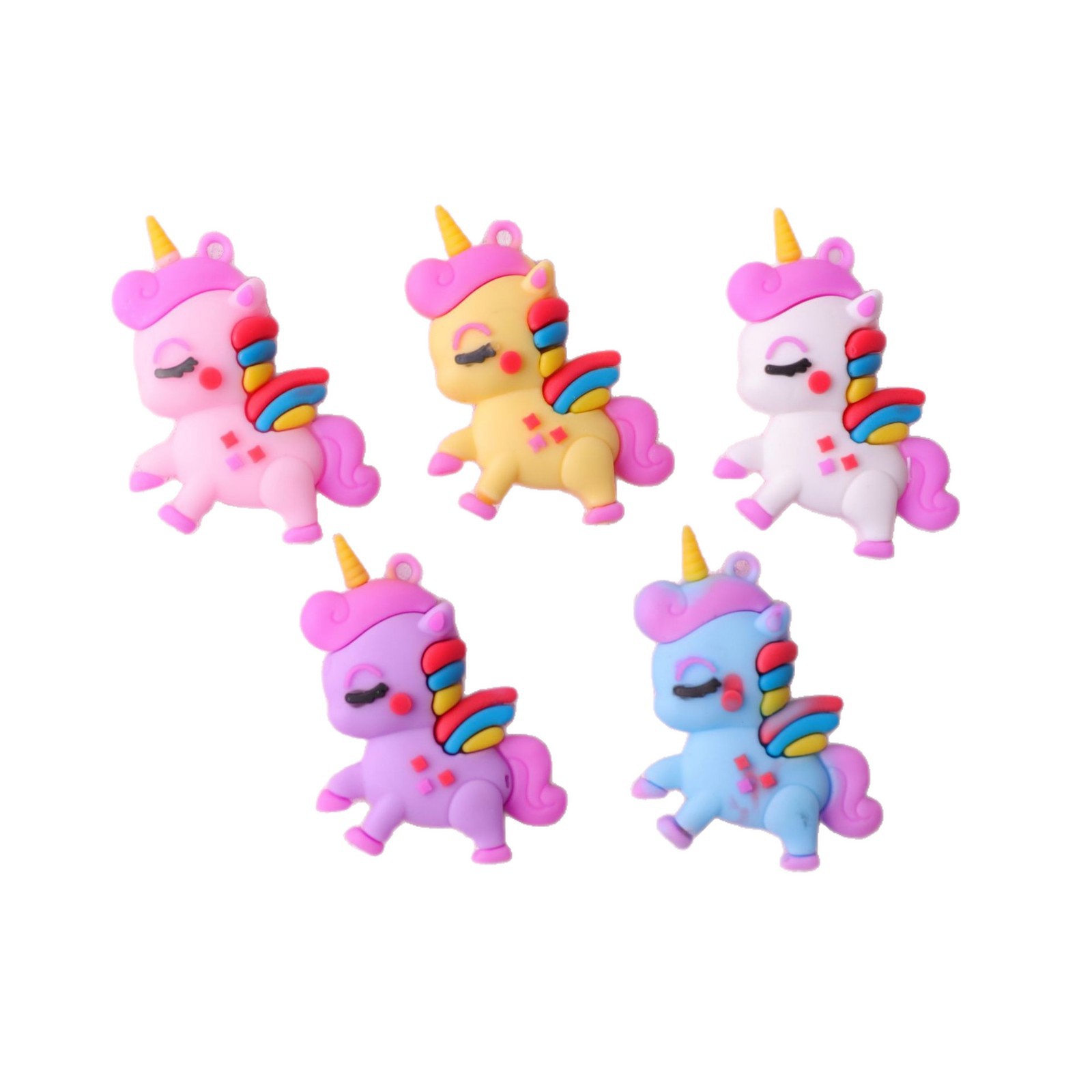 Unicornio de dibujos animados muñeca llavero colgante en línea de popularidad accesorios para jugar adorables muñecas de goma suave empujar regalos al por mayor