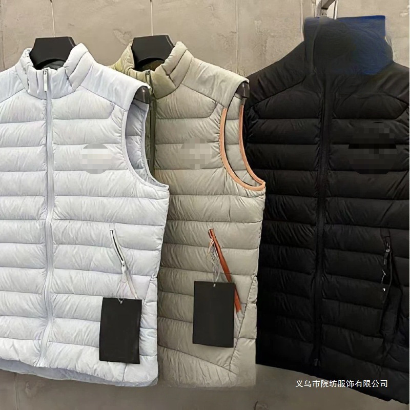 2026 Down Cotton Vest Outdoor Warm Zipper Stand Collar Jacket for Men and Women Without Hood