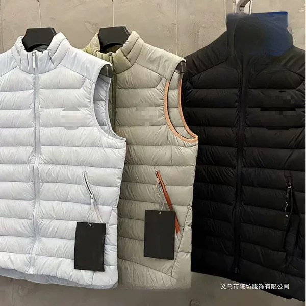 2026 Down Cotton Vest Outdoor Warm Zipper Stand Collar Jacket for Men and Women Without Hood