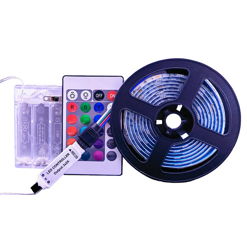 Factory Direct Sale 5V 5050 RGB 24-Key Battery Box Light Strip Set LED 24-Key Light Strip Set Atmosphere Light