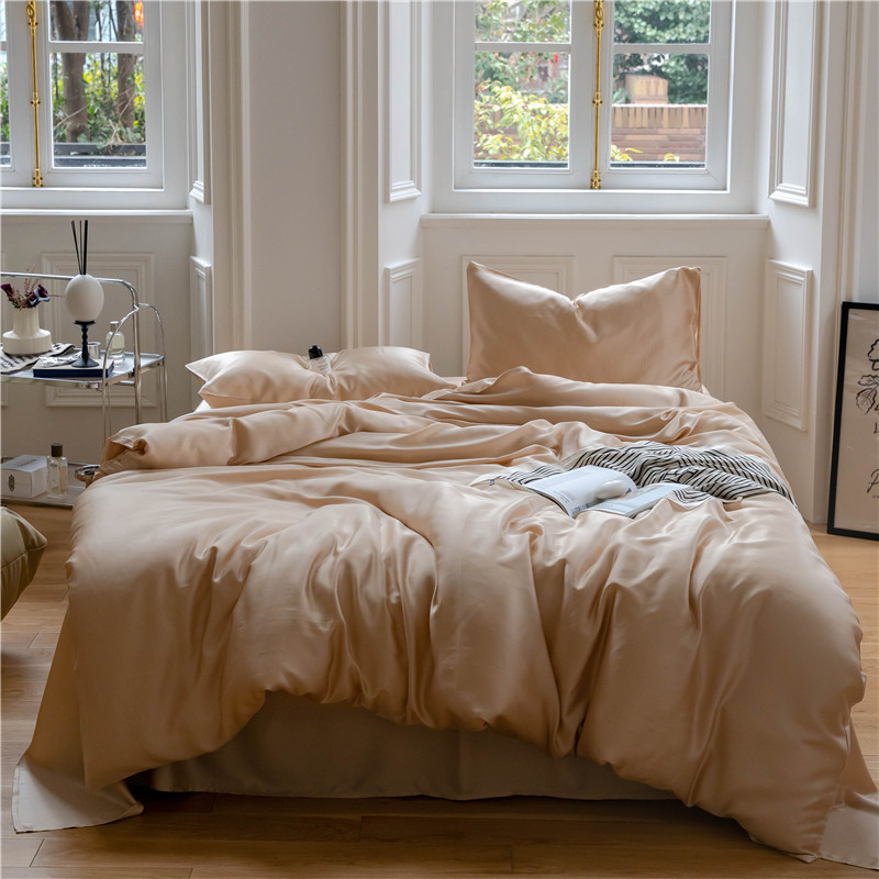 Lysel Tensick cama de cuatro piezas de verano sábanas de seda de cristal azul cubierta de seda dormitorio de tres piezas