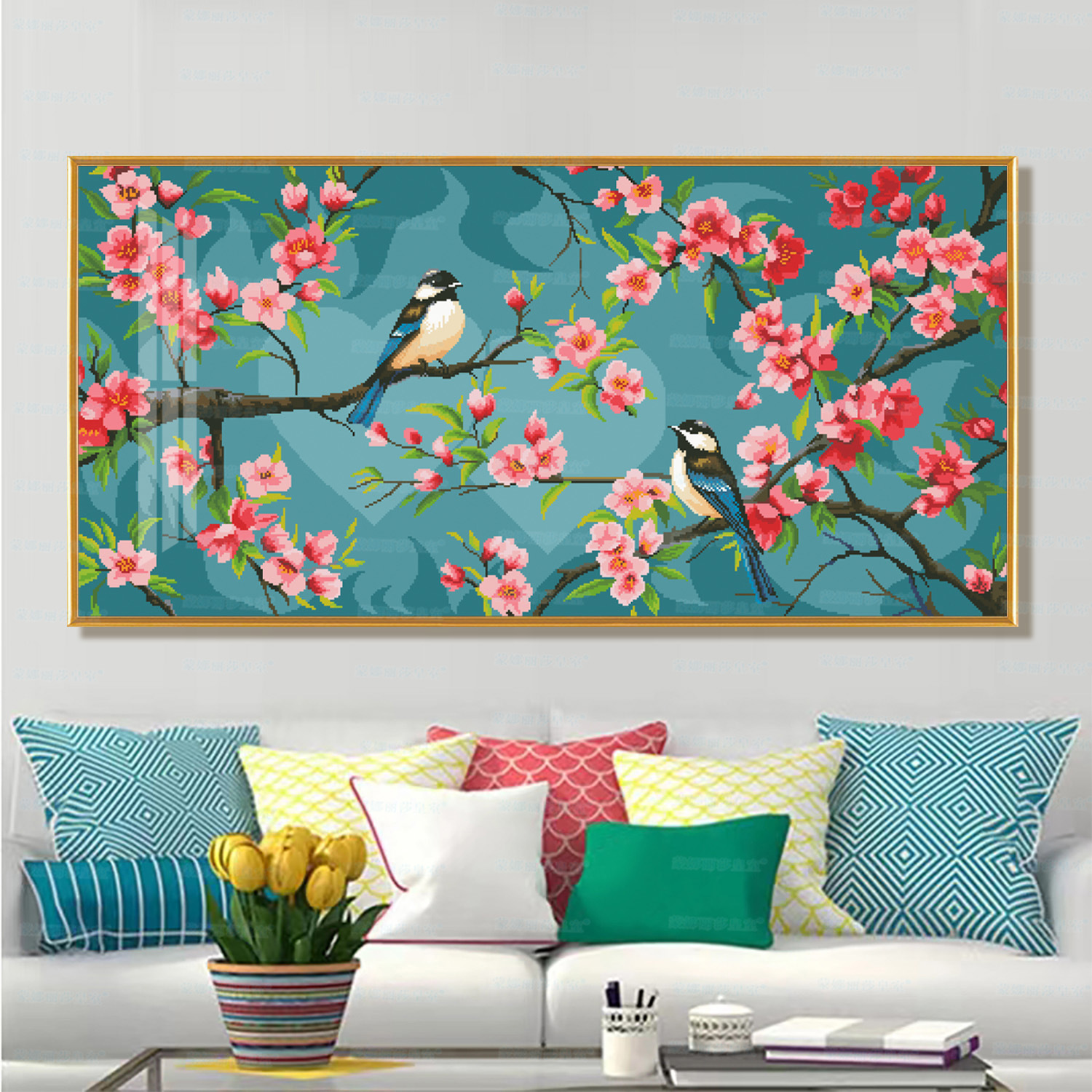 Monalisa real Cruz puntada hacia arriba versión 2 nueva flor simple pintura decorativa bordado hecho a mano image 7