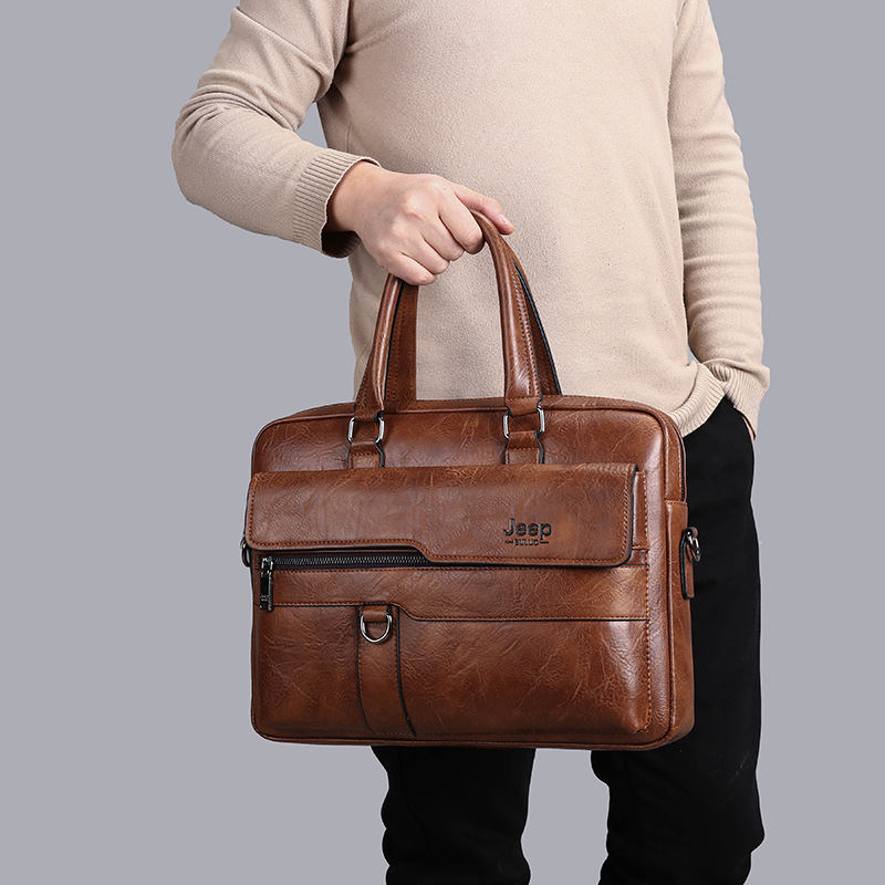 Men's Portable Briefcase, Business Horizontal File Shoulder Bag, Large Capacity Portable Conference Document Bag, Waterproof Crossbody Bag