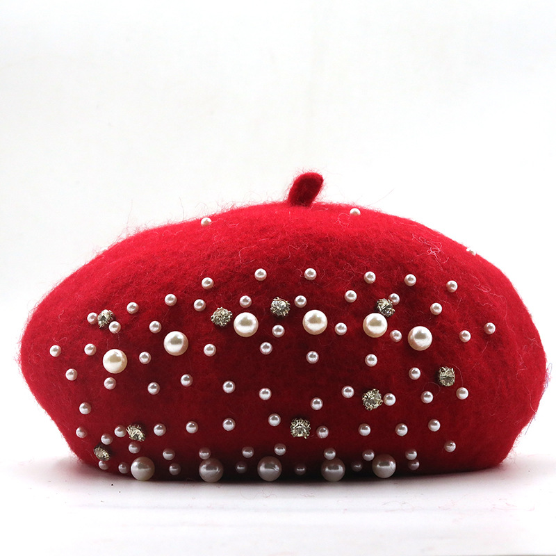 Pearl Rhinestone Wool Knitted Beret Wholesale Nihaojewelry display picture 13