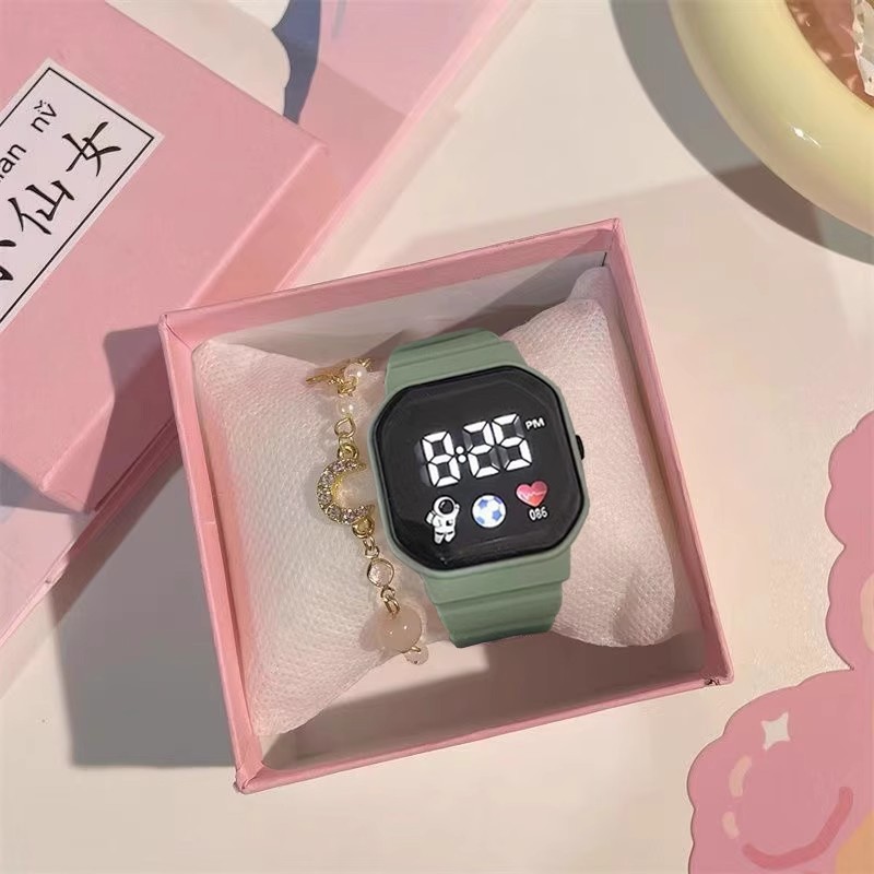 儿童电子手表只看时间女孩女童小学生女生款初中简约可爱防水防摔|undefined