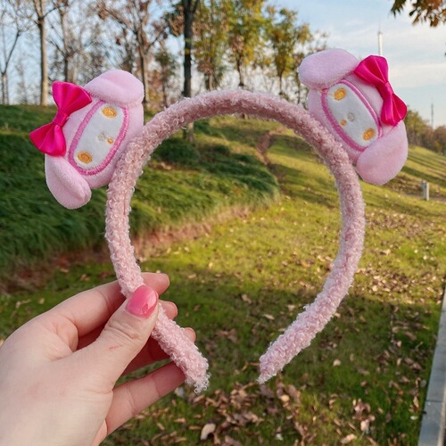 Sanrio face wash headband cute plush cinnamon dog hair accessories headband Melody girl heart plush headband trend