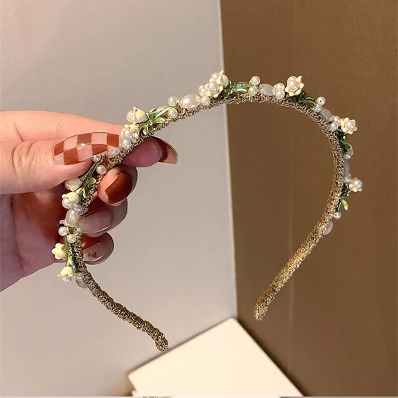 Women's Fairy Style Sweet Flower Alloy Inlay Artificial Pearls Hair Band display picture 4