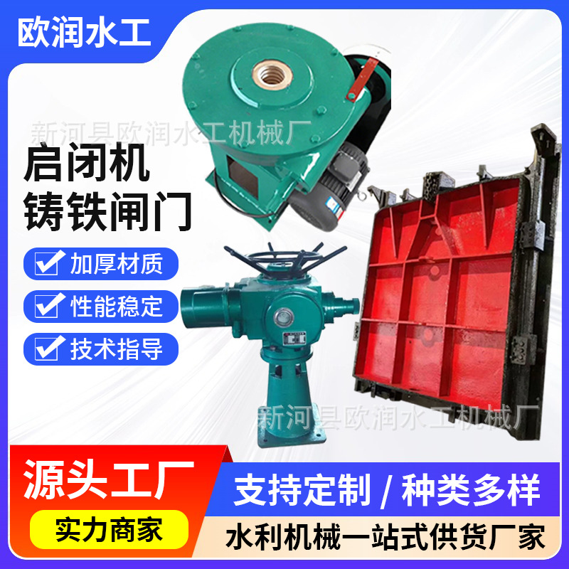 铸铁闸门螺杆启闭机一体式闸板单双吊点电动启闭机止水拱形闸门