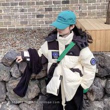 2025反季特价儿童短款羽绒服男女童撞色拼接工装白鸭绒童装外套冬