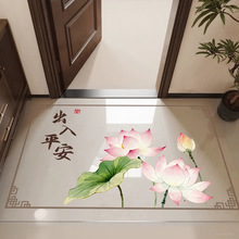 新中式PVC软玻璃地垫入户门玄关脚垫透明免洗防水大门口进门垫子