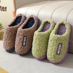 Cotton slippers for women in autumn and winter to keep warm and thickened with soft soles for men's indoor and home use non-slip couple's postpartum fur slippers wholesale