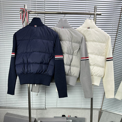 工場直販 TB 高品質秋冬両面赤白青ウェビングストライプジッパーカーディガンレディースダウンジャケット