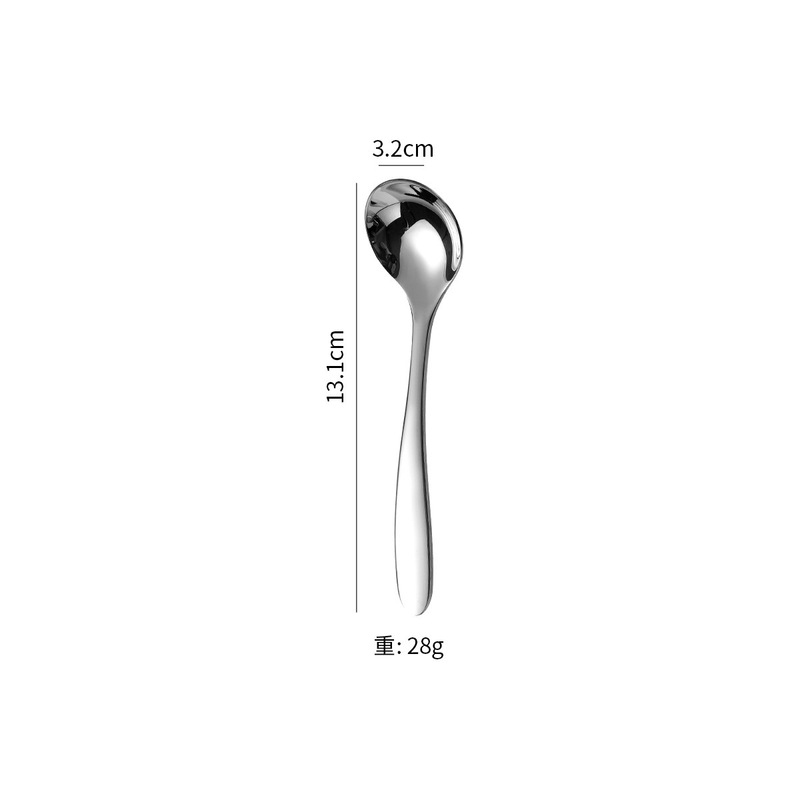 028 カーブハンドルステンレス鋼 304 ラウンドスプーンデザートスプーン幅広で厚みのある家庭用スプーンとフォークフルーツフォーク子供用食事スプーン|undefined