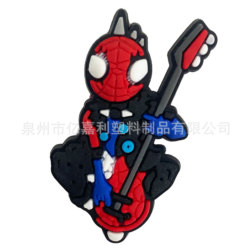 Superhéroe Spider-Man serie Anime agujero zapatos accesorios de jardín zapato flor accesorios de DIY Flor de zapato extraíble