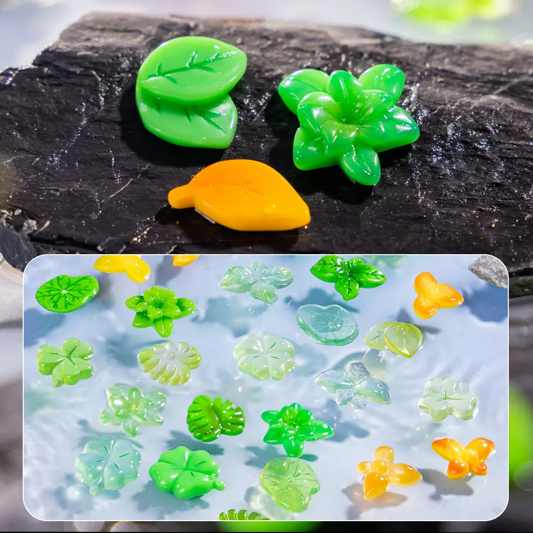 仿真微景观夜光树叶古风树脂工艺品diy小配件饰品车载桌面装饰品