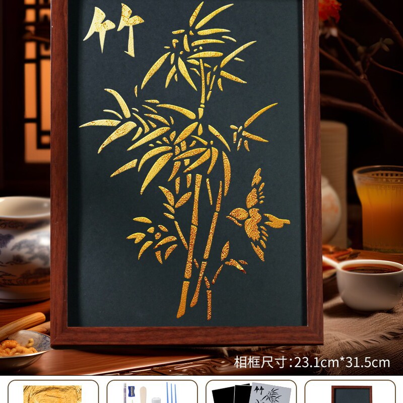 2025新非遗烧箔画diy材料包金箔画装饰画拓印手工爱国主题建军节|undefined
