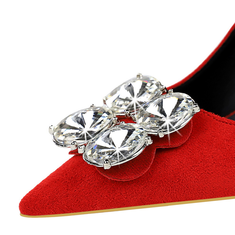 Stiletto Pumps Suede Rhinestone Pointed Toe Party High Heels_voghion.com