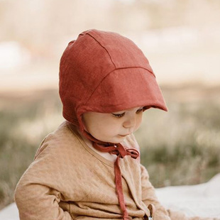 Wind Cotton and Linen Baby Summer Sun Hat Baby Thin Men's and Women's Spring Windproof Hat Kidsren's Sun Hat