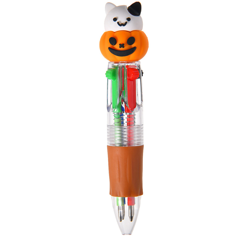 ハロウィンシリーズ 4色プレスボールペン ミニペン かわいいショートペン 持ち運びやすい 学生ハンドブック マルチカラーペン|undefined