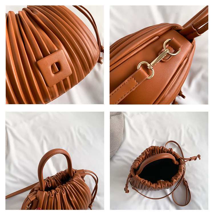 Borsa a secchiello plissettata da donna borsa a tracolla versatile_voghion.com