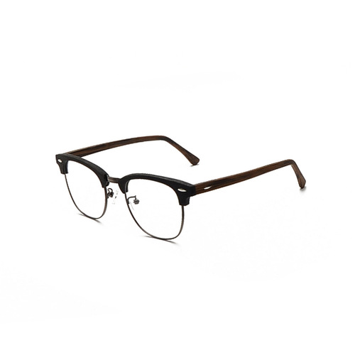 Cross-border retro wood grain glasses frame retro plate half frame double rivet eyebrow glasses frame same style glasses wholesale 3016