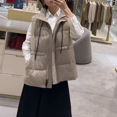 現物鄂系風冬の新型デザイン感が身を修める腰のひもを引くベスト女性ファッションダウンベスト