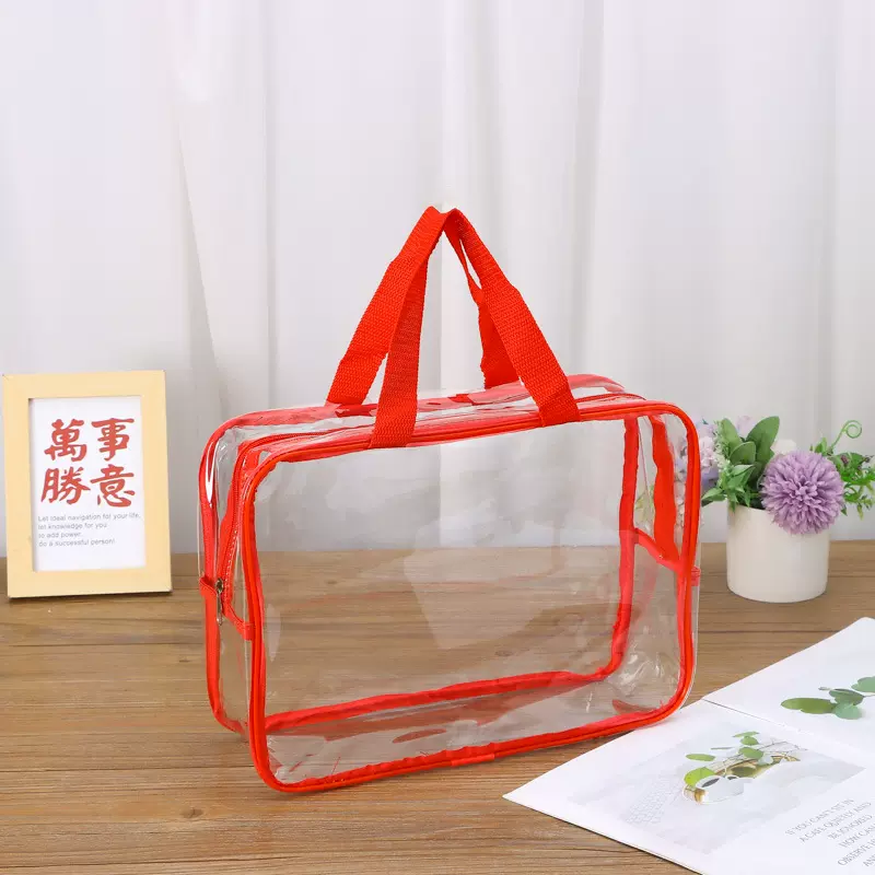 厂家定制透明pvc防水手提袋收纳包   大容量旅行洗漱用品洗漱包