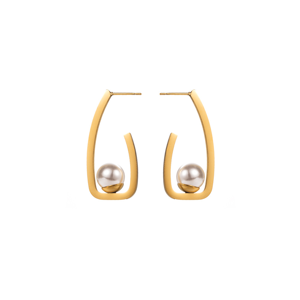 Women's Gender PVD Coated 18K Gold Plated U Shape Devil's Eye Flower 304 Stainless Steel Glass Vintage Style Waterproof Non Tarnish Drop Earrings