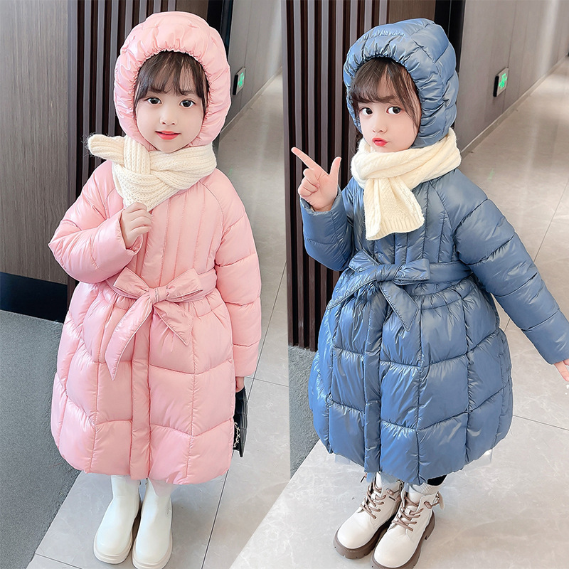 Girls' Winter extended cotton-padded clothes Primary School kindergarten cotton-padded clothes cotton-padded jacket skirt swing Korean style bow Princess Ocean