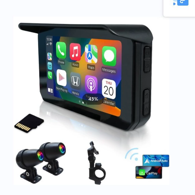 Мотоцикл Локомотив Беспроводной Carplay Android Apple 5 дюймов Портативный GPS-навигатор вождения рекордер