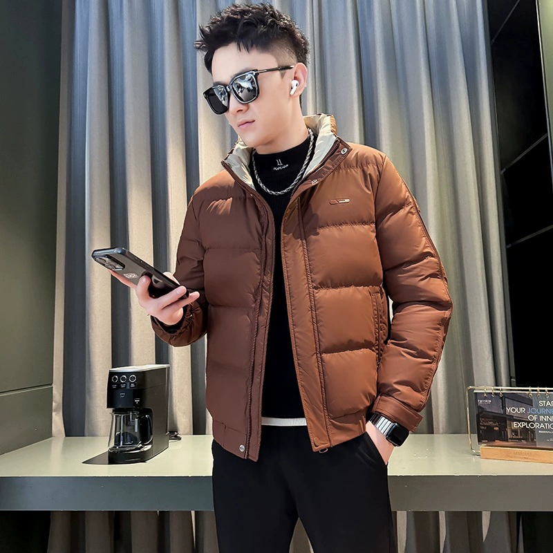 The popular popular model red winter new men's three-proof stand-up collar warm down