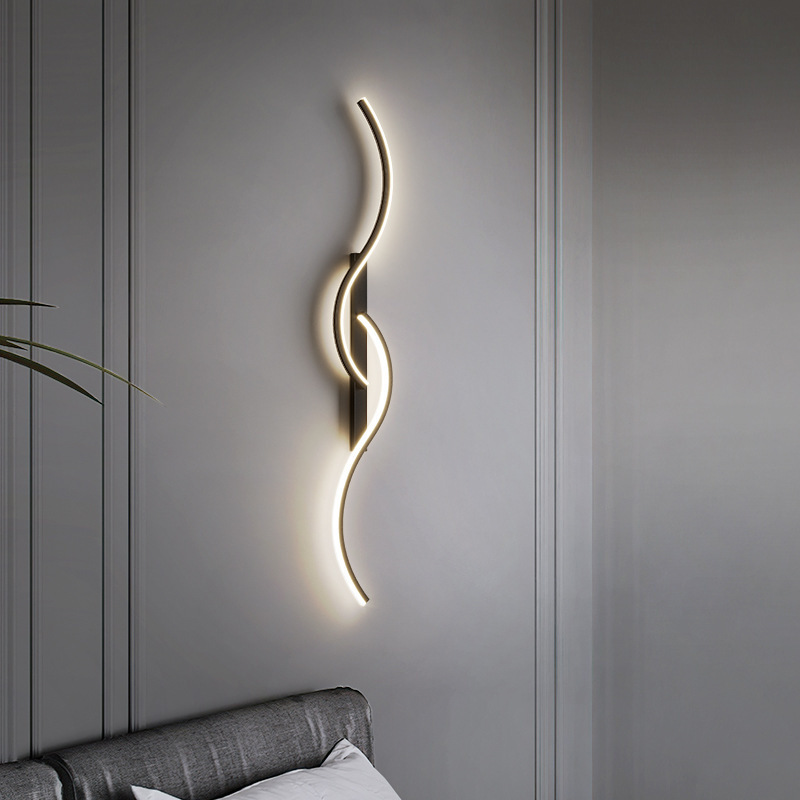 Cabecera de cama simple simple moderna nueva línea de fondo ligera decoración de TV luz de fondo lujoso cabecera de cama
