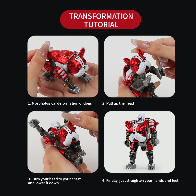 Transformation Dog Alloy Triple Transformation Warrior Robot Model Adornos Niños Juguetes Transfronterizo TEMU