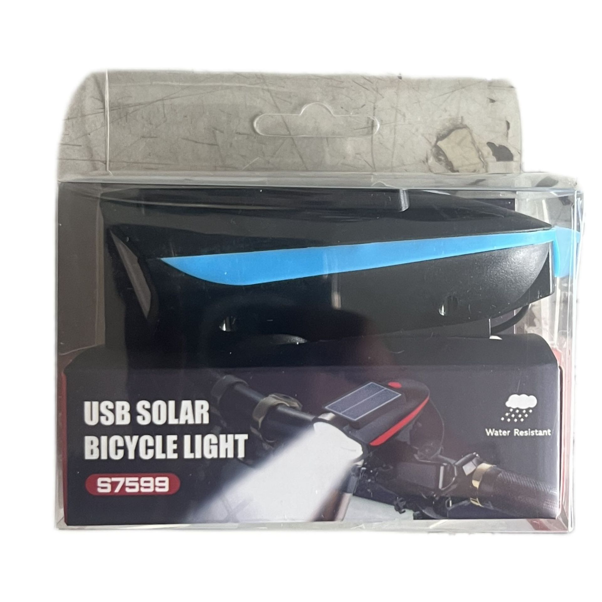 Bicicleta de montaña carga solar buzina lámpara cargable faro impermeable luz fuerte equipo de viaje nocturno super brillante