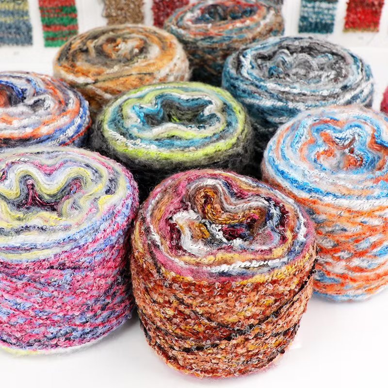 梯田渐变马海毛可可圈纱 民族风披肩线保暖 玩偶娃娃头发材料