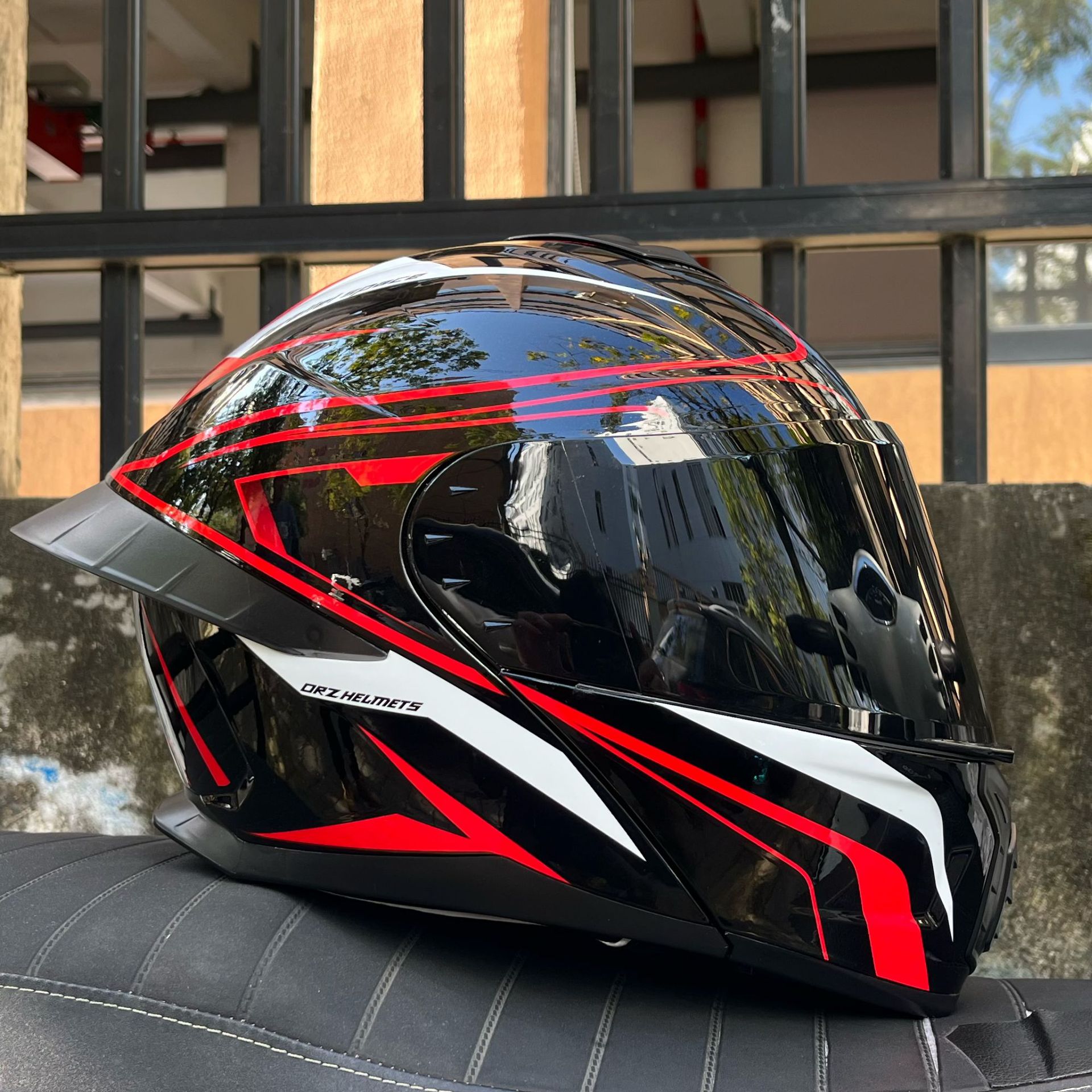 Casco de Motocicleta Orz con Certificación DOT para Hombre y Mujer, Casco Abierto con Visera Doble, Spoiler de Invierno, Cobertura Media, Azul para Todas las Estaciones.