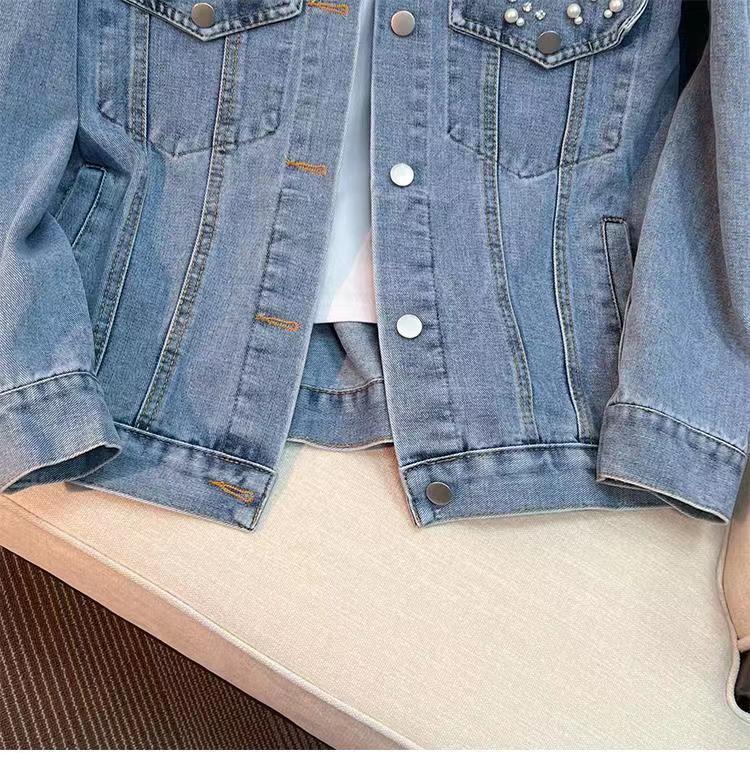 Dam jeansjacka lös passform mångsidig och vardaglig stil_voghion.com