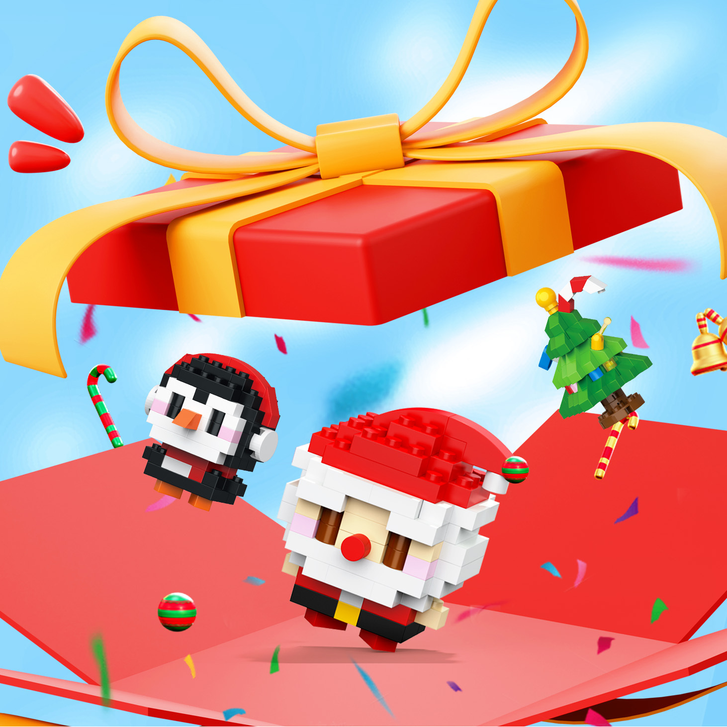 Regalos de Navidad Bloques de construcción Pequeñas partículas Juguetes para niños Papá Noel Muñeco de nieve Árbol de Navidad Puzzle tren