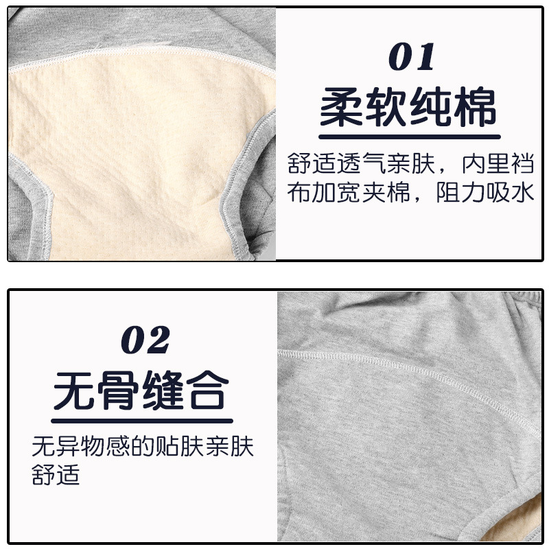 Ropa interior a prueba de orina para adultos Algodón puro para hombres y mujeres Cama transpirable a prueba de humedad Suministro directo de fábrica Cuidado de incontinencia para ancianos Calzoncillos lavables