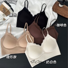 森色系5581 秋冬磨毛纯欲蕾丝V领无痕粉底液果冻条固定杯裹胸